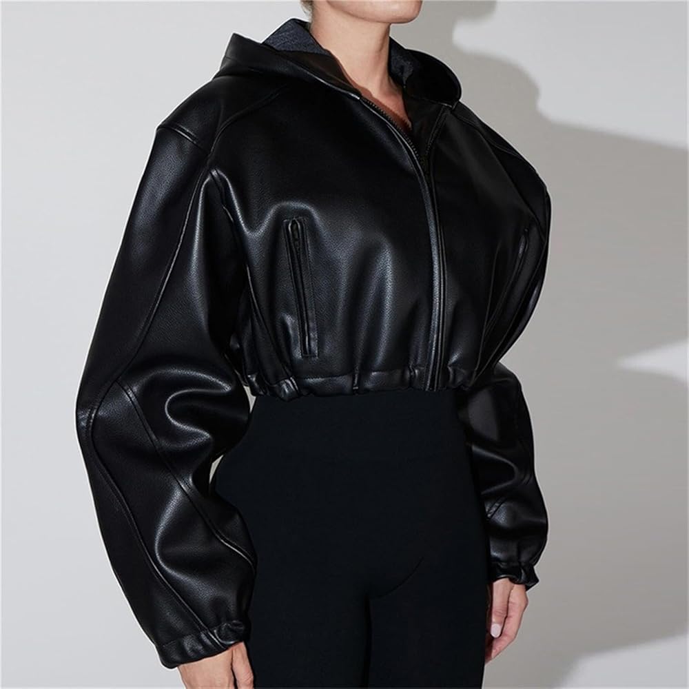 Hesaco Faux Leather Jacket Women Black Leather Jacket Women